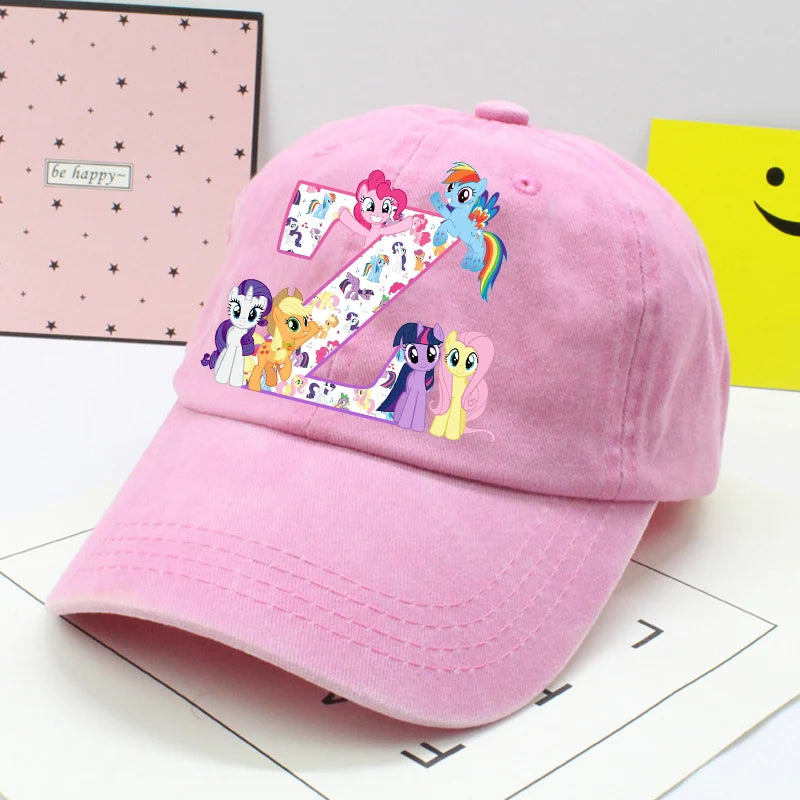 My Little Ponys Baseball Cap Women Anime Unicorn Letter A-Z Sun Hat New Outdoor Sport Travel Sunbonnet Adult Retro Headgear Gift