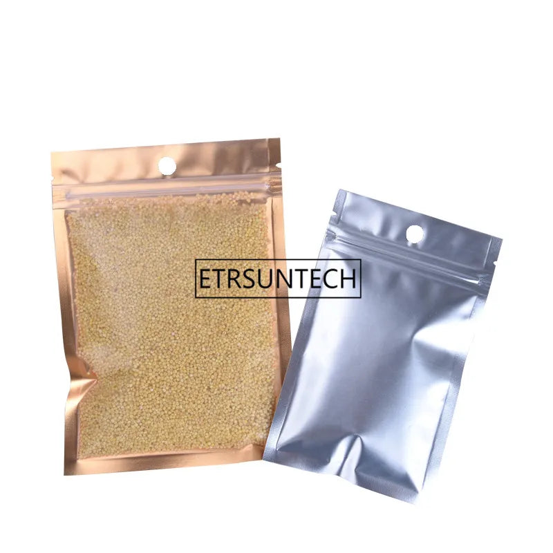 1000pcs 10 Size Inner Golden Mylar Bag-front Matte Clear Plastic Pouches Zipper Resealable Aluminum Foil Rice/Salt Sack