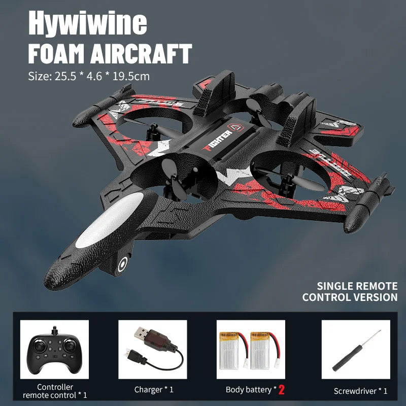 2.4G EPP Foam RC Plane Remote Control Drone Toy for Kids Durable Fighter Jet Glider with LED Perfect Birthday Gift for Boys
