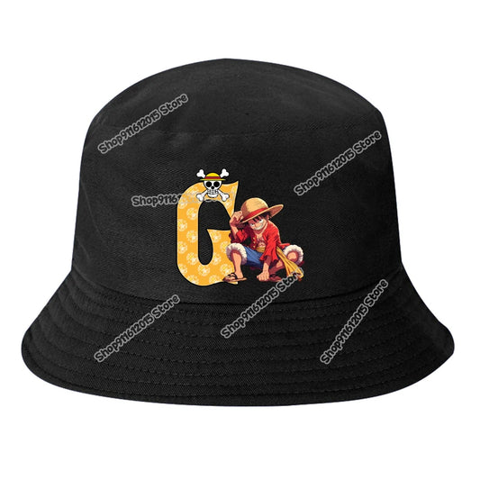 One Piece Luffy Letter A-Z Bucket Hat Cartoon Anime Children Boy Panama Cap Summer Men Outdoor Sun-proof Fisherman Sunhats