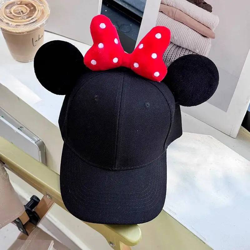 Disney series Minnie girls' new soft, comfortable, fashionable, creative and versatile, cute cartoon big bow duck tongue hat