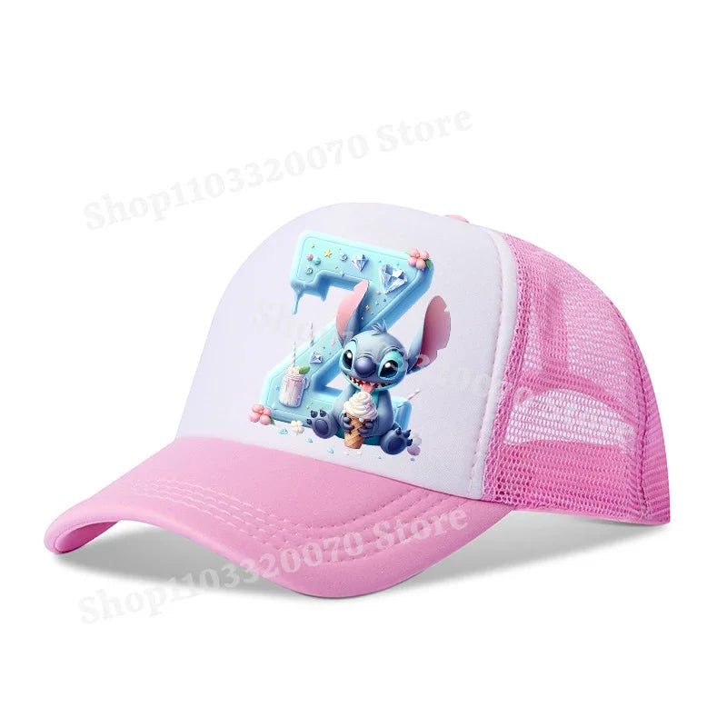 Disney Lilo Stitch Baseball Hat Kawaii Anime Figures A-Z Letter Pattern Sunshade Cap Hip-hop Outdoor Hats Parent-child Caps Gift