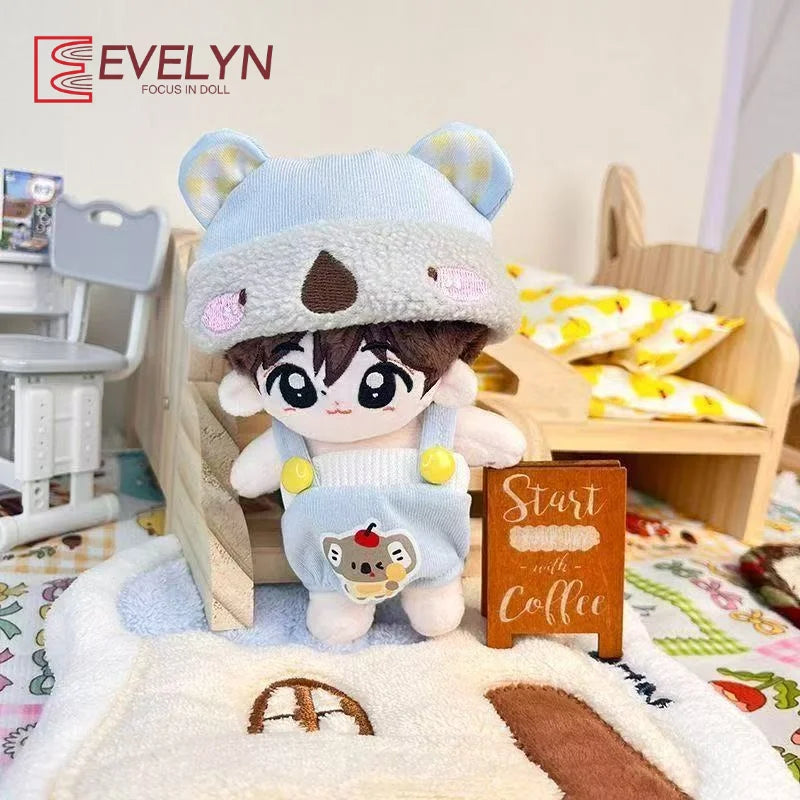 Evelyn（Doll）10CM Mini Cute Koala Clothing Set Anime Game Love and Deepspace Strap Pants Hat Cap Clothes Outfit
