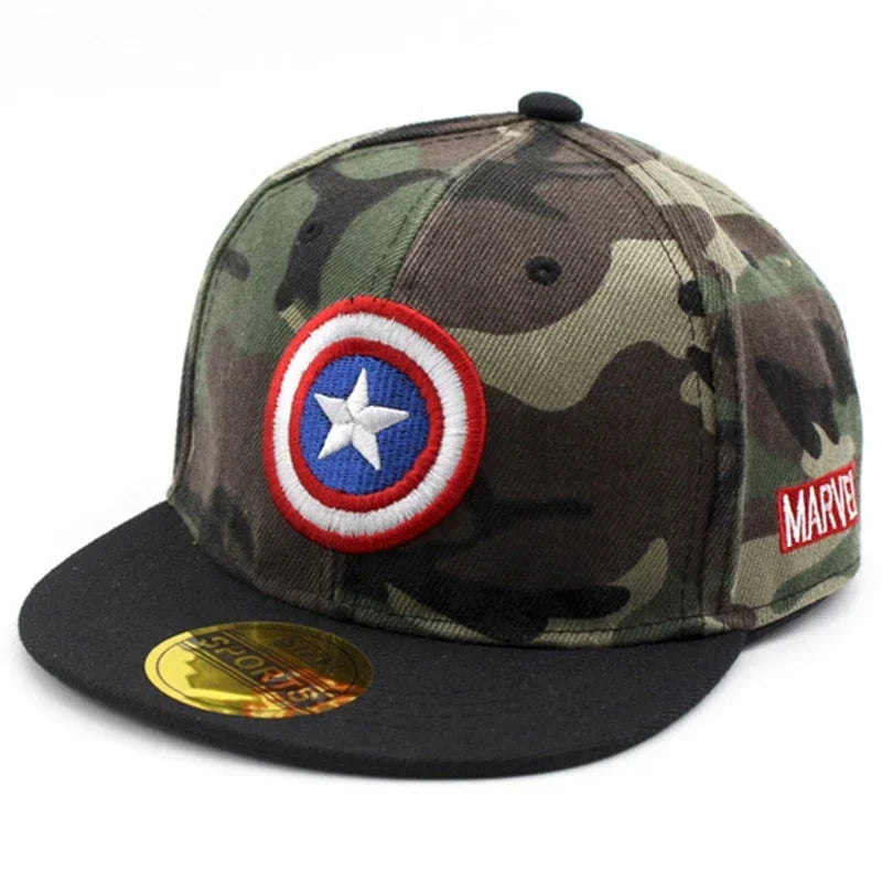 MINISO Anime Cartoon Marvel Spider Man Captain America Iron Man Children Baseball Cap 2-7 Years Boys Girls Hip Hop Sunshade Hat