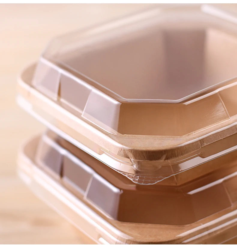 10pcs Disposable Kraft Paper Lunch Box for Fruit Dessert Home Party Takeaway Bento Paper Bowl Eco-Friendly Food Packaging Box