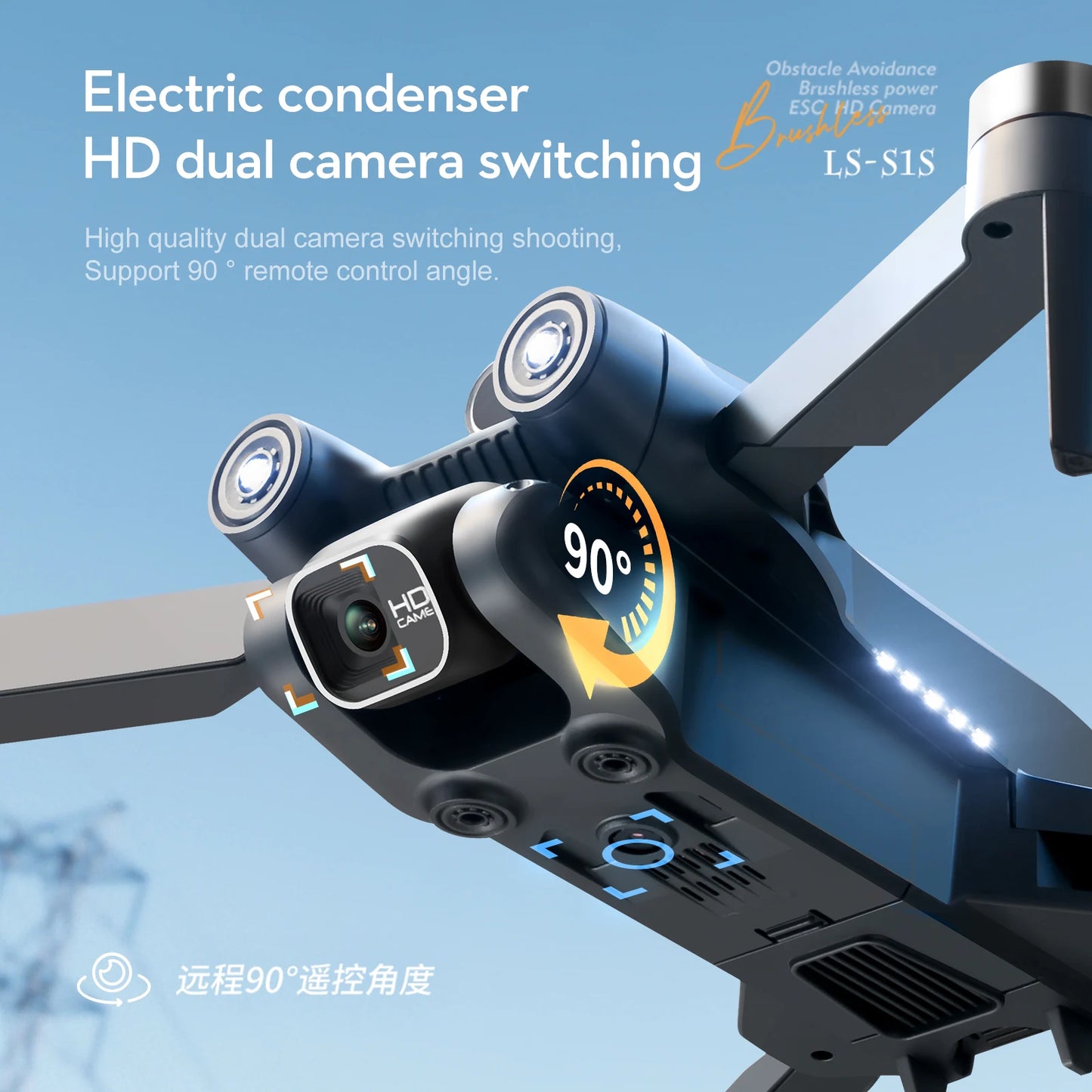 S1S Mini Drone with 4K HD Camera Brushless Optical Flow Intelligent Obstacle Avoidance Foldable RC Quadcopter Gift Small Dron