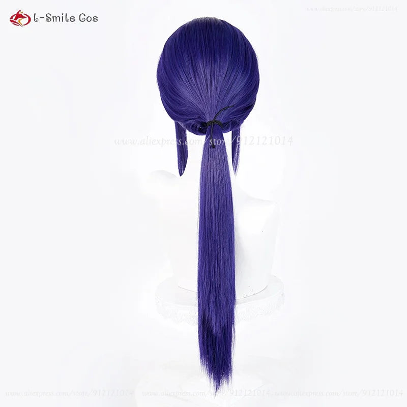 Hat Mita Cosplay Wig Blue Long Ponytail Wigs Heat Resistant Synthetic Hair Mita Anime Costumes Wigs For Women + Wig Cap