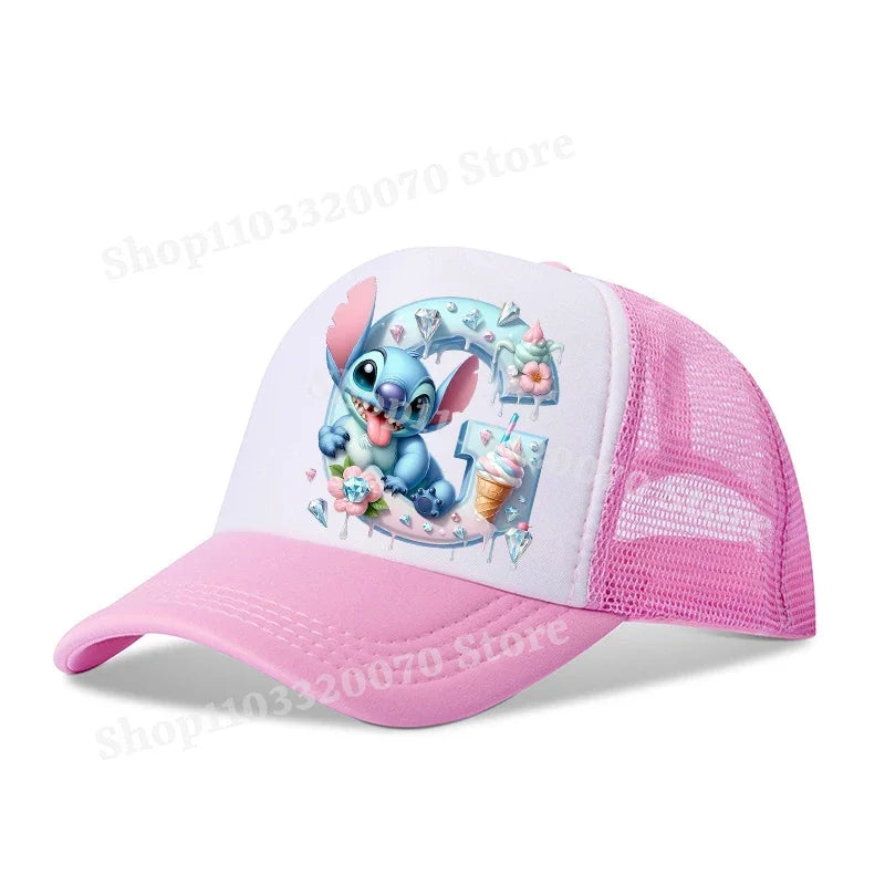 Disney Lilo Stitch Baseball Hat Kawaii Anime Figures A-Z Letter Pattern Sunshade Cap Hip-hop Outdoor Hats Parent-child Caps Gift