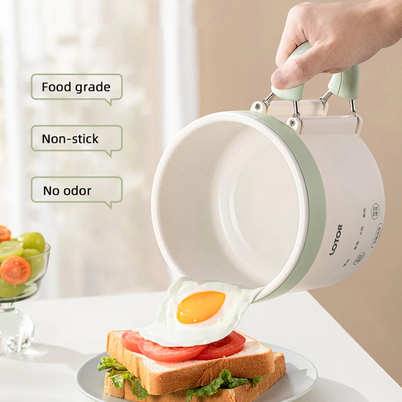 1.6L Electric Cooking Pot Folding Handle Portable Rice Cooker Travel Pot Mini Dormitory Hot Pot Electric Frying Pan 220V