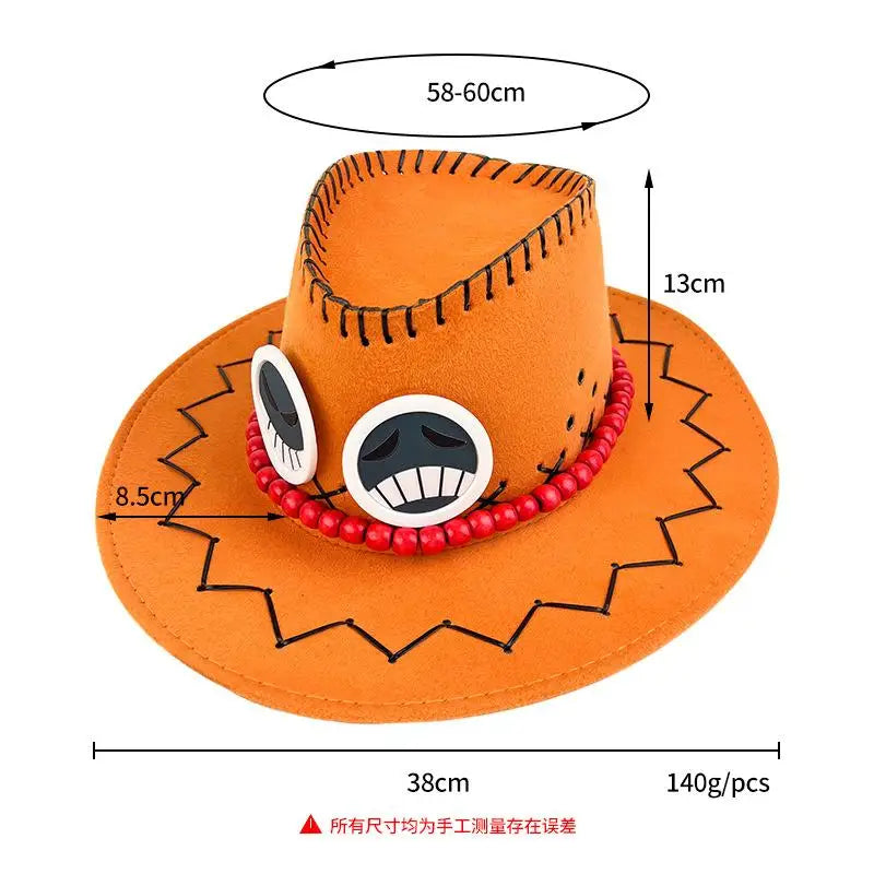 One Piece Anime Portgas D Ace Hats Cosplay Cowboy Cap for Kids Adult Unisex Cap Halloween Hat Gift Performance Accessories