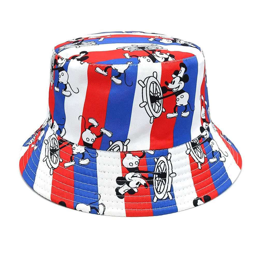 Disney Mickey Mouse Bucket Hat Anime Summer Autumn Outdoor Sun Hat Casual Fashion Fisherman Hat Men Women Unisex Hiking Cap