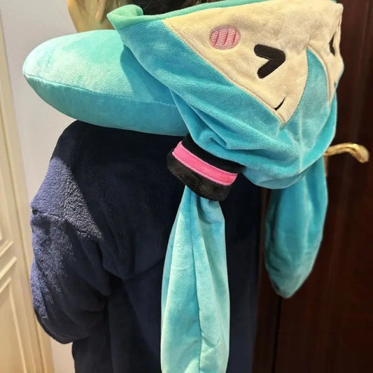 Anime Cartoon Hatsune Miku Hooded U-Shaped Pillow Hooded Travel Airplane Cute Kawaii Neck Pillow Winter Warm Hat Pillow