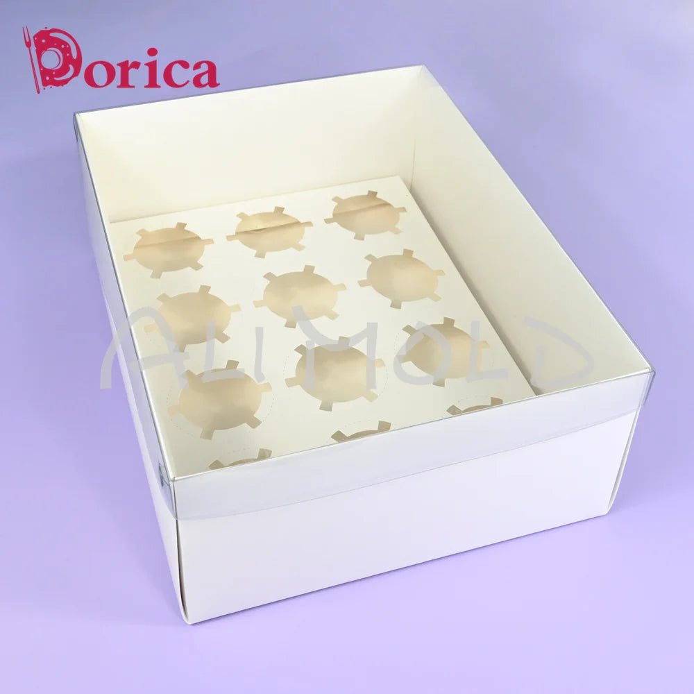 5-pack 6/12 Holes Cupcake Cake Box with Clear Lid Treats Dessert Pastry Baking Supply Case Suitable Birthday Wedding Anniversary