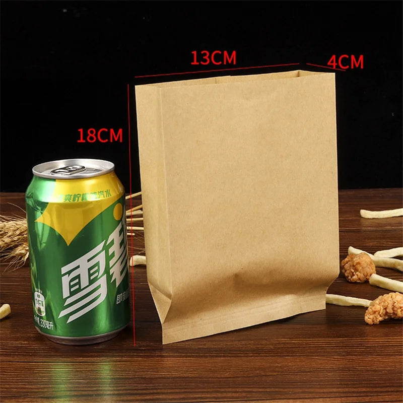 1000Pcs/Lot Kraft Paper Bag Oil proof for Hamburg Sandwich Donut Bread Food Packaging Biscuit Cookie Snacks Baking Takeaway Bags