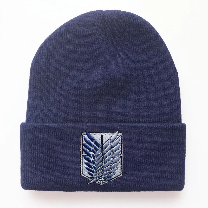 NEW Anime Attack on Titan Fashion Embroidery Knitted Hat New Men Women Hip Hop Hat Winter Hat Fashion Unisex Cap Streetwear gift
