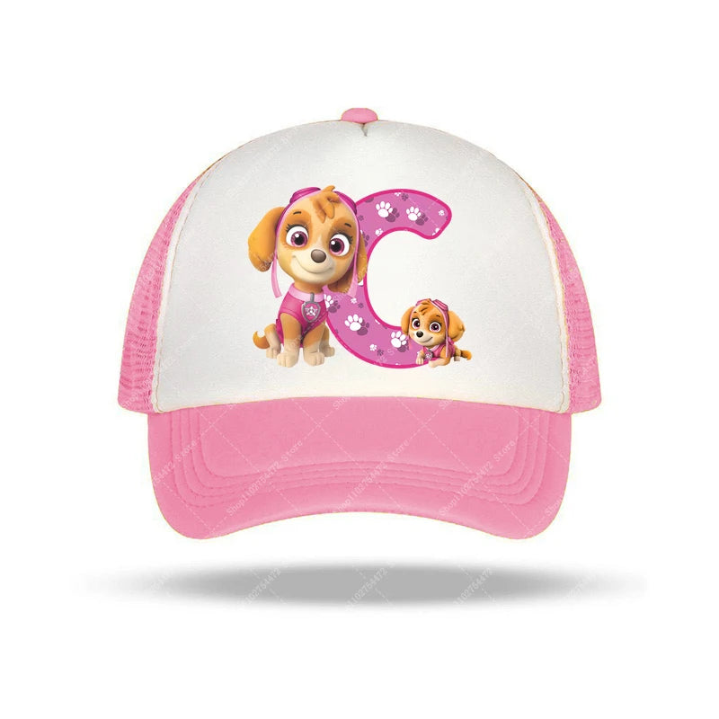 PAW Patrols Girl Cute Baseball Cap Skye A-Z English Letter Print Hat Summer Children Casual Accessories Kids Birthday Gifts 2025