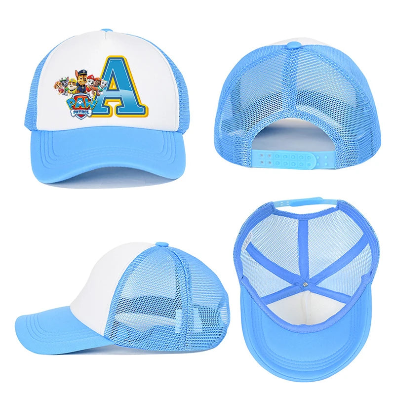 Paws Patrols Boys Girls Cute Letter Baseball Caps Children Cartoon Anime Breathable Mesh Hat Child Sunbonnet Kids Birthday Gifts