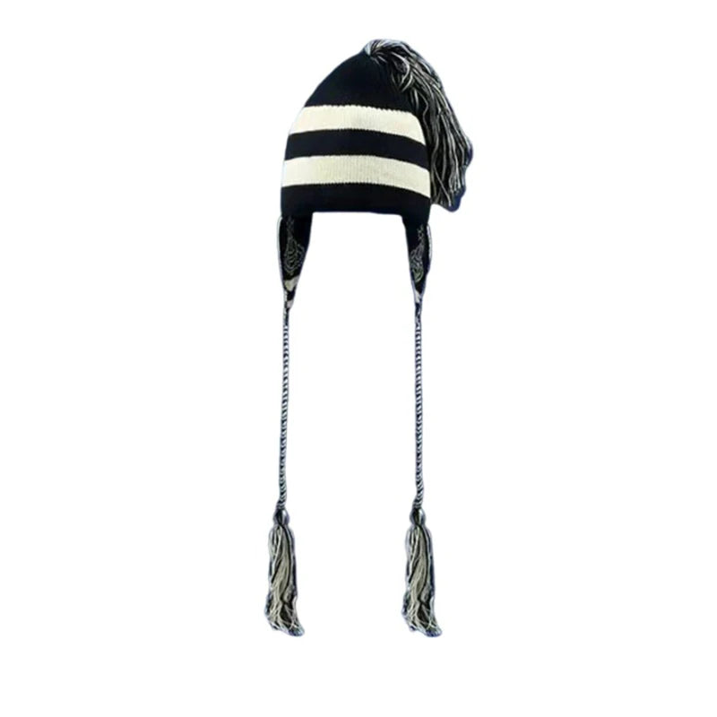 New Punk Style Jacquard Beanie Caps Anime Figure Same Design Y2K Knitted Warm Hip Hop Unisex Elastic Knit Hat Accessory