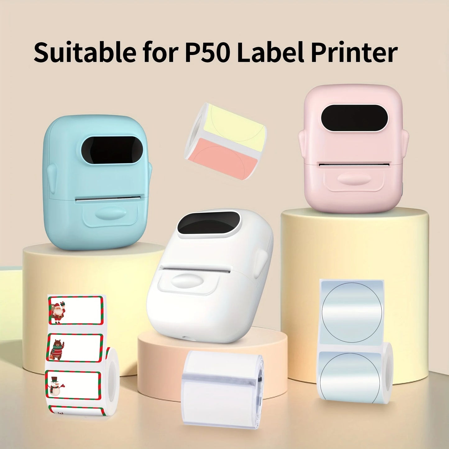 P50 Mini Label Machine Portable Wireless Thermal Label Printer, Suitable for 12-50mm Width Colorful Thermal Paper