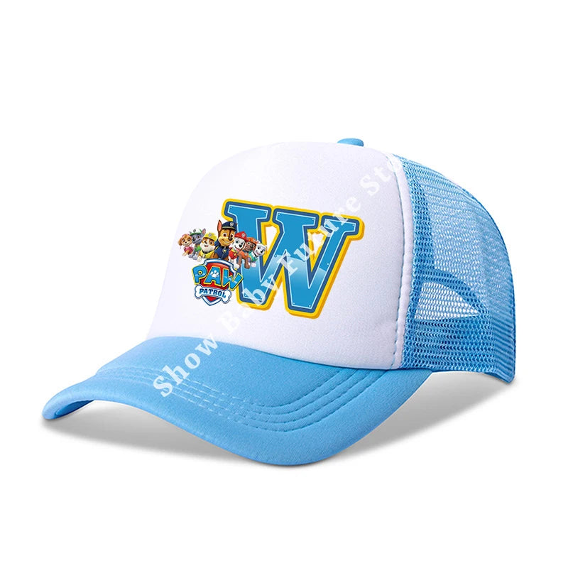 Paws Patrols Boys Girls Cute Letter Baseball Caps Children Cartoon Anime Breathable Mesh Hat Child Sunbonnet Kids Birthday Gifts