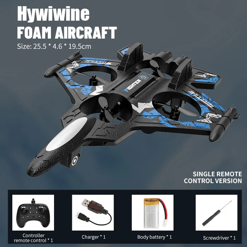 2.4G EPP Foam RC Plane Remote Control Drone Toy for Kids Durable Fighter Jet Glider with LED Perfect Birthday Gift for Boys