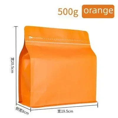 50pcs Matt Orange 100g 250g 500g Coffee Bean Powder Packaging Bag with Valve Aluminum Foil Snack Nut Rice Tea Food Storage Bag