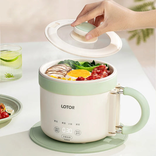 1.6L Electric Cooking Pot Folding Handle Portable Rice Cooker Travel Pot Mini Dormitory Hot Pot Electric Frying Pan 220V