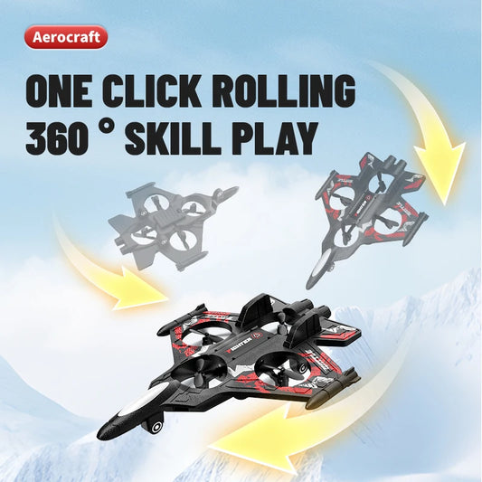 2.4G EPP Foam RC Plane Remote Control Drone Toy for Kids Durable Fighter Jet Glider with LED Perfect Birthday Gift for Boys