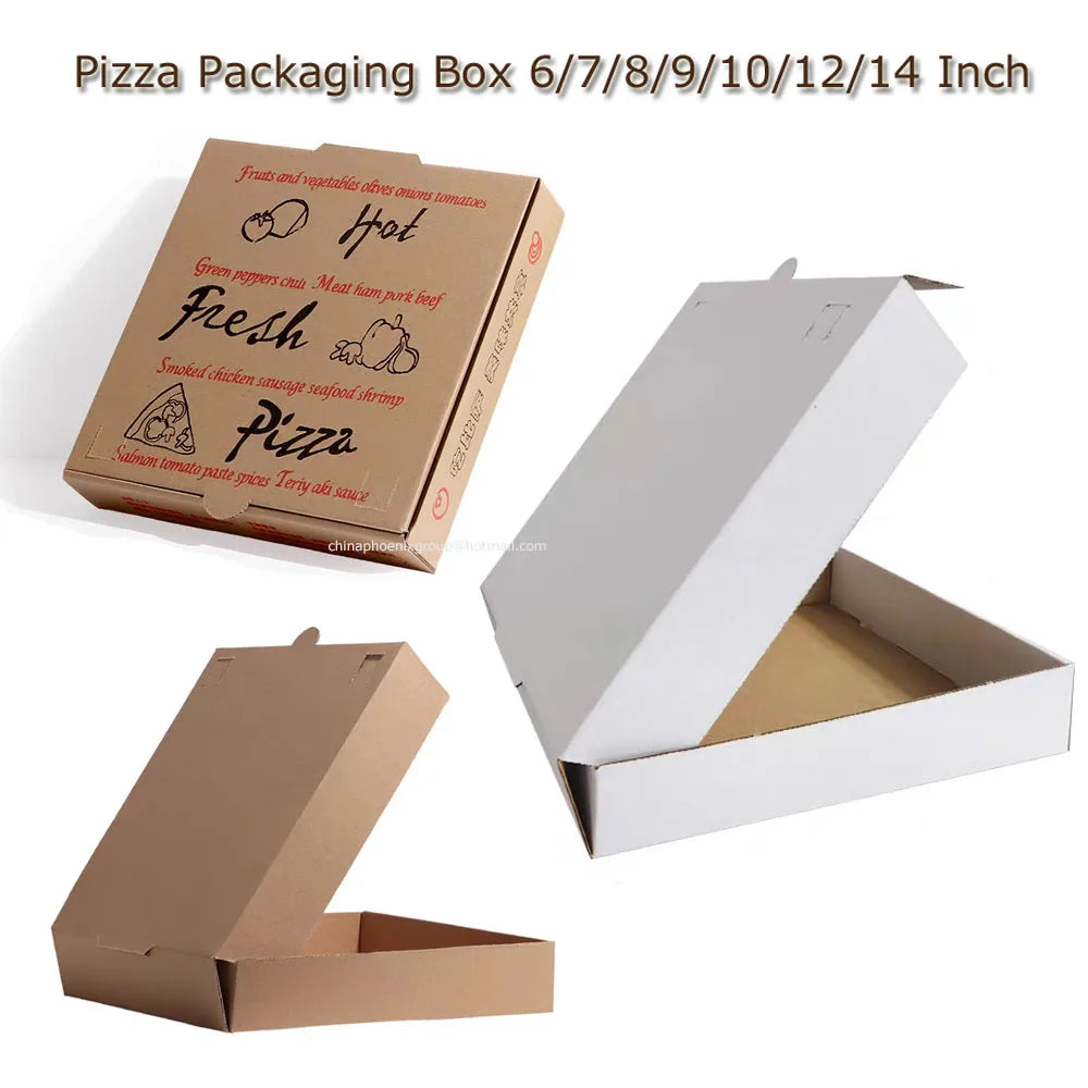 Pizza Packaging Box 6/7/8/9/10/12/14 Inch Takeout Food Packing Folding Kraft Paper Boxes Disposable Takeaway Pizza Carton