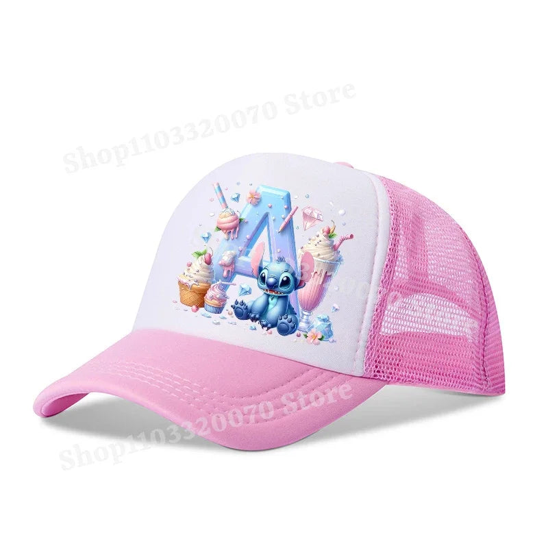 Disney Lilo Stitch Baseball Hat Kawaii Anime Figures A-Z Letter Pattern Sunshade Cap Hip-hop Outdoor Hats Parent-child Caps Gift