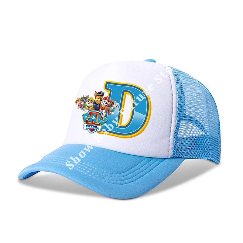 Paws Patrols Boys Girls Cute Letter Baseball Caps Children Cartoon Anime Breathable Mesh Hat Child Sunbonnet Kids Birthday Gifts