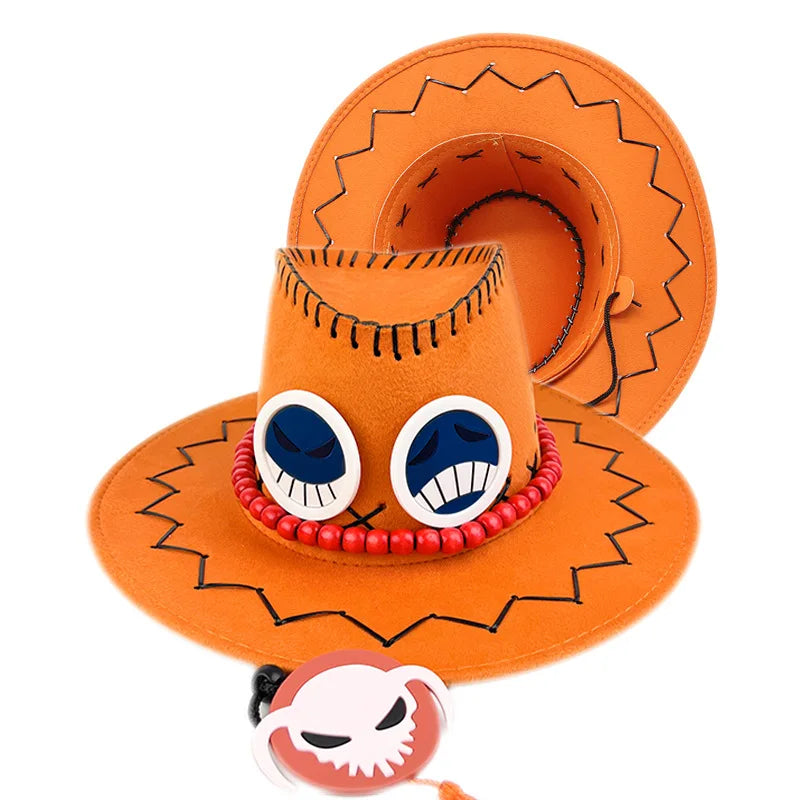One Piece Anime Portgas D Ace Hats Cosplay Cowboy Cap for Kids Adult Unisex Cap Halloween Hat Gift Performance Accessories