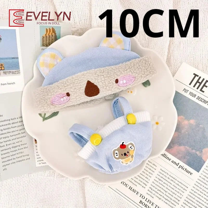 Evelyn（Doll）10CM Mini Cute Koala Clothing Set Anime Game Love and Deepspace Strap Pants Hat Cap Clothes Outfit