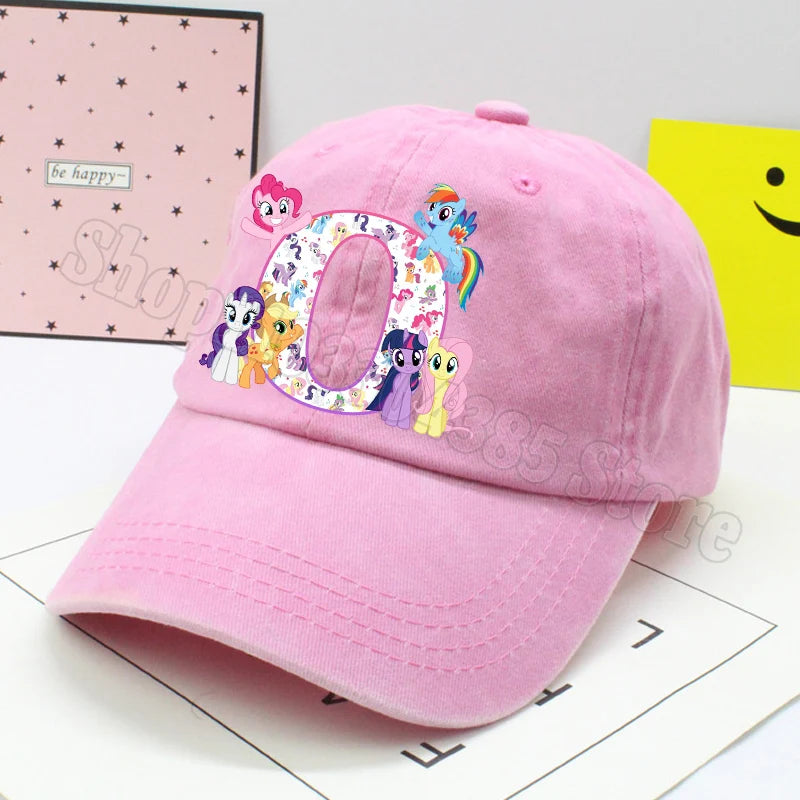 My Little Ponys Baseball Cap Women Anime Unicorn Letter A-Z Sun Hat New Outdoor Sport Travel Sunbonnet Adult Retro Headgear Gift