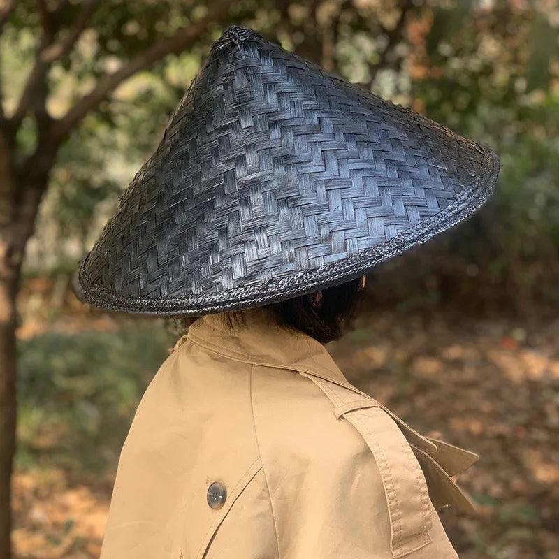 Anime Cosplay Ninja Hat Unisex Bamboo Weaving Rattan Hat Chinese Costumes Hat Samurai Cone Decortive Cap Halloween Party Decor