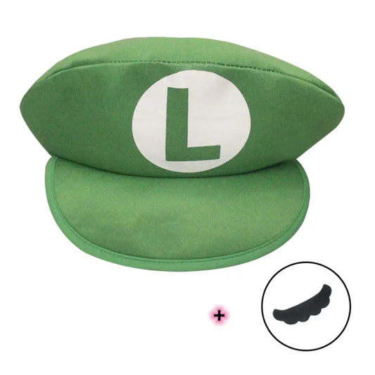 Funny Super Game Luigi Caps Cute Cartoon Hats With Beard Anime Cosplay Red Green Cap Dance Party Carnival Prop