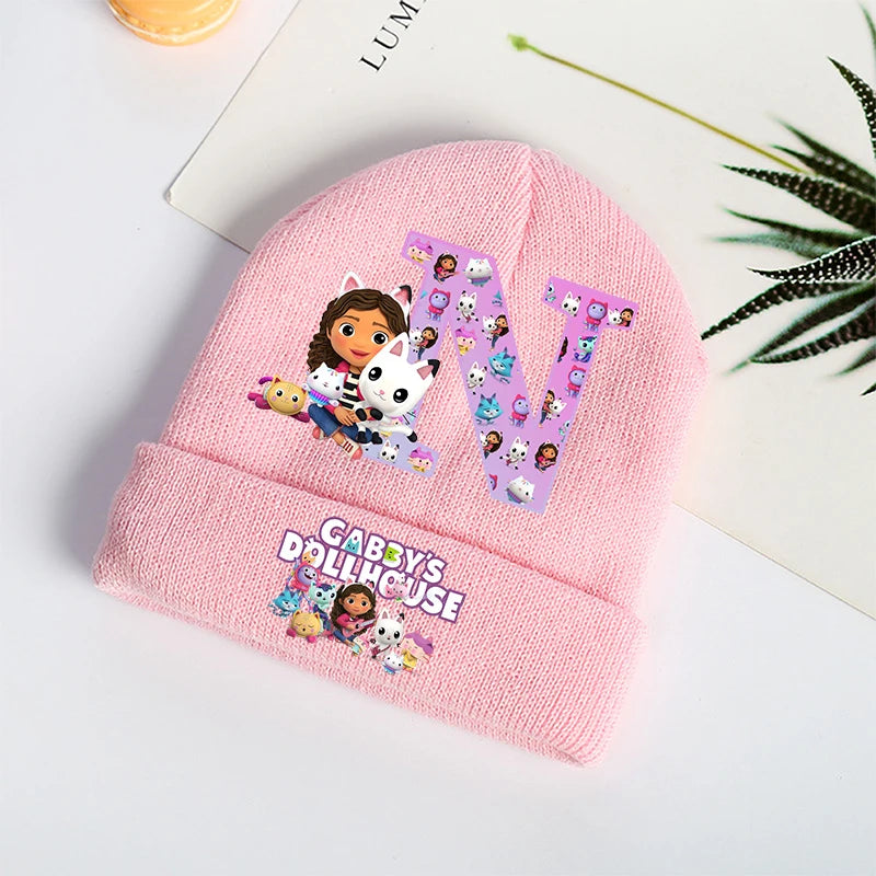 Gabby Dollhouses Girls Knitted Hats Cartoon Letters Children Headgear Cotton Winter Cute Woolen Cap Anime Kids Birthday Gifts