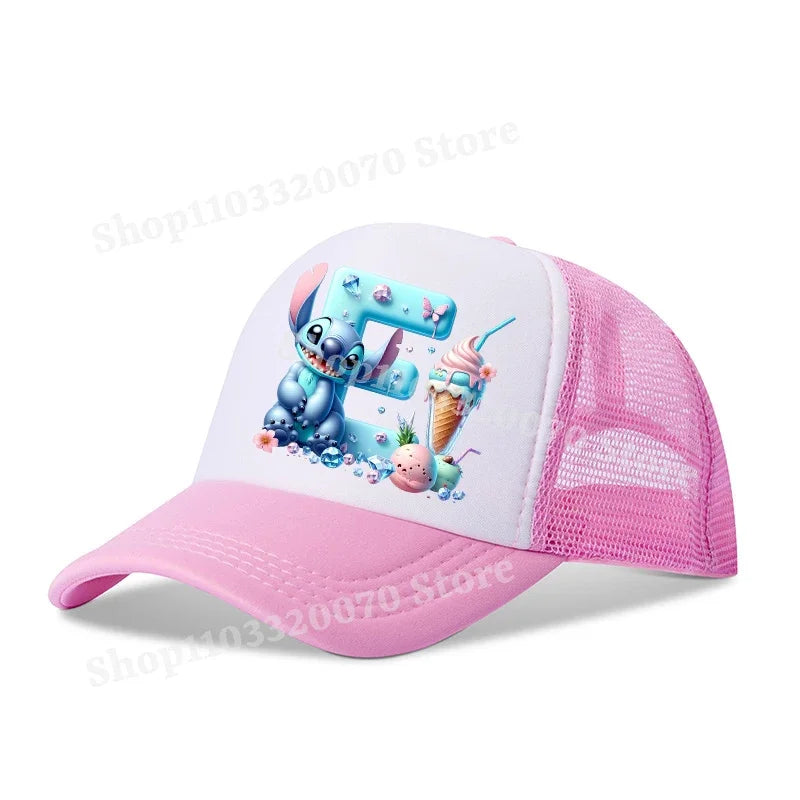 Disney Lilo Stitch Baseball Hat Kawaii Anime Figures A-Z Letter Pattern Sunshade Cap Hip-hop Outdoor Hats Parent-child Caps Gift