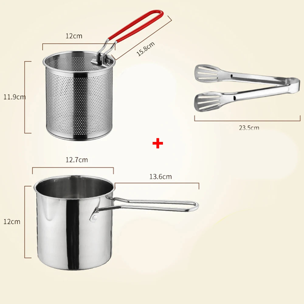 Stainless steel Fryer Deep Frying pan With Filter Home Induction Gas Stove Kitchen Cookware oil pot for Fried Chicken and French