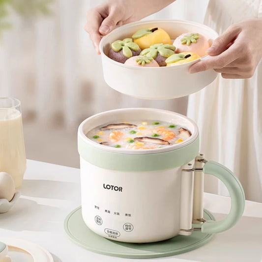 1.6L Electric Cooking Pot Folding Handle Portable Rice Cooker Travel Pot Mini Dormitory Hot Pot Electric Frying Pan 220V