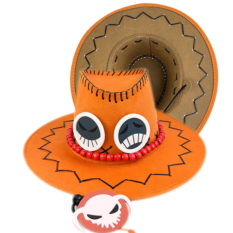One Piece Anime Portgas D Ace Hats Cosplay Cowboy Cap for Kids Adult Unisex Cap Halloween Hat Gift Performance Accessories
