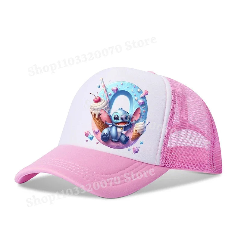 Disney Lilo Stitch Baseball Hat Kawaii Anime Figures A-Z Letter Pattern Sunshade Cap Hip-hop Outdoor Hats Parent-child Caps Gift