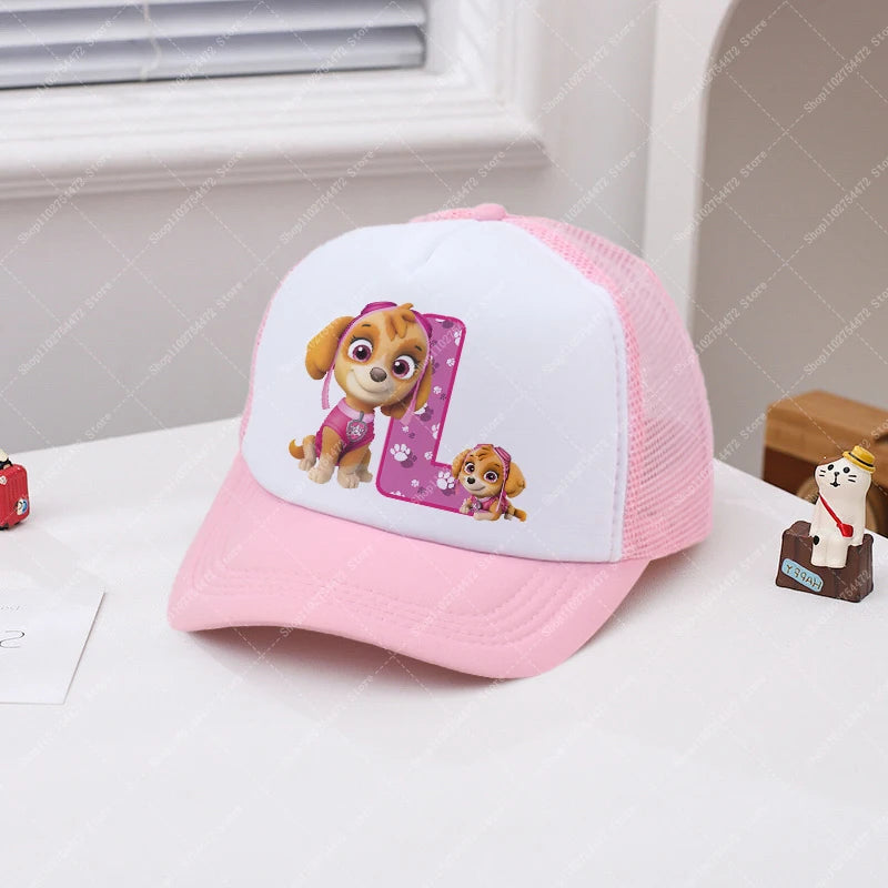 PAW Patrols Girl Cute Baseball Cap Skye A-Z English Letter Print Hat Summer Children Casual Accessories Kids Birthday Gifts 2025