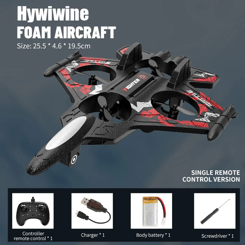 2.4G EPP Foam RC Plane Remote Control Drone Toy for Kids Durable Fighter Jet Glider with LED Perfect Birthday Gift for Boys