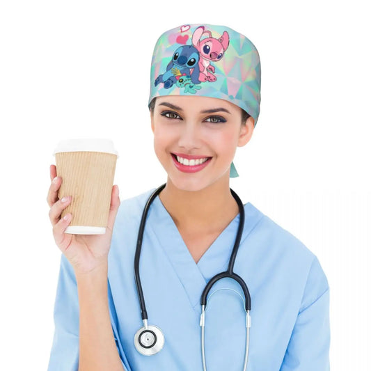 Custom Stitch Angel Breathable Scrub Hat Surgical Scrub Caps Unisex Nursing Hair Hats Anime Work Scrubs Hat for Medical Surgical