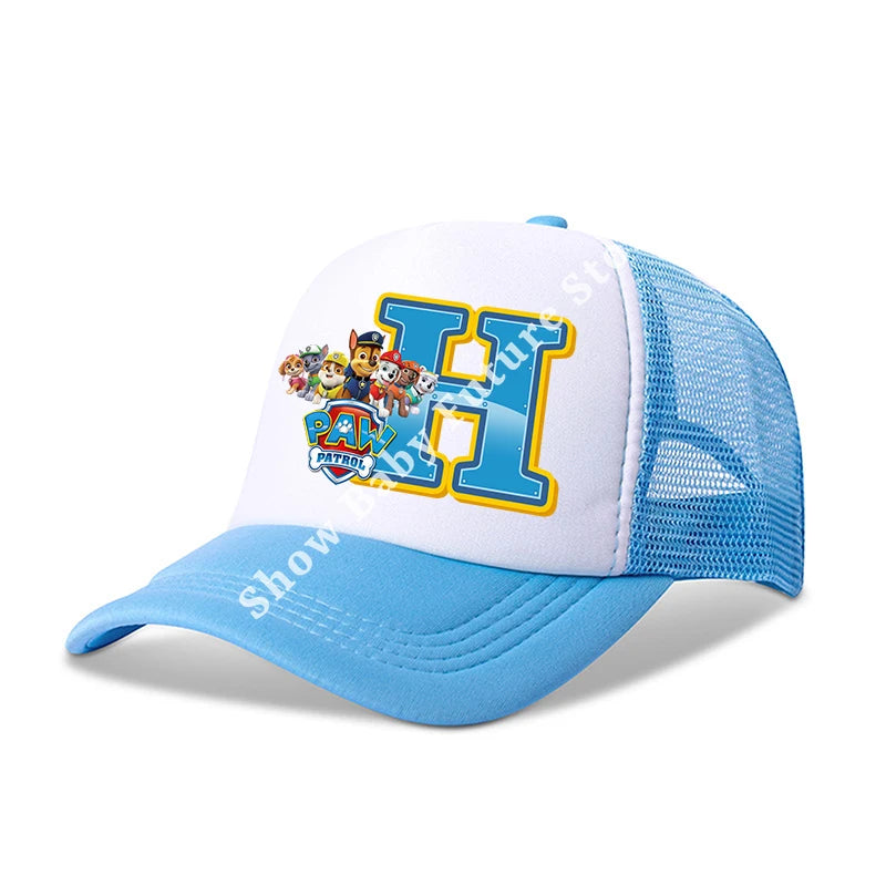 Paws Patrols Boys Girls Cute Letter Baseball Caps Children Cartoon Anime Breathable Mesh Hat Child Sunbonnet Kids Birthday Gifts