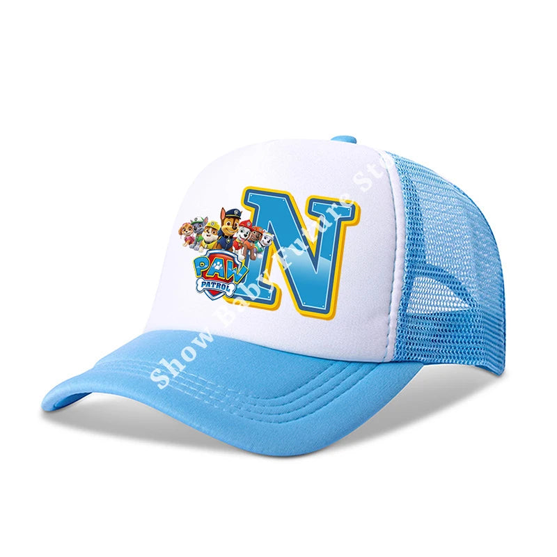 Paws Patrols Boys Girls Cute Letter Baseball Caps Children Cartoon Anime Breathable Mesh Hat Child Sunbonnet Kids Birthday Gifts