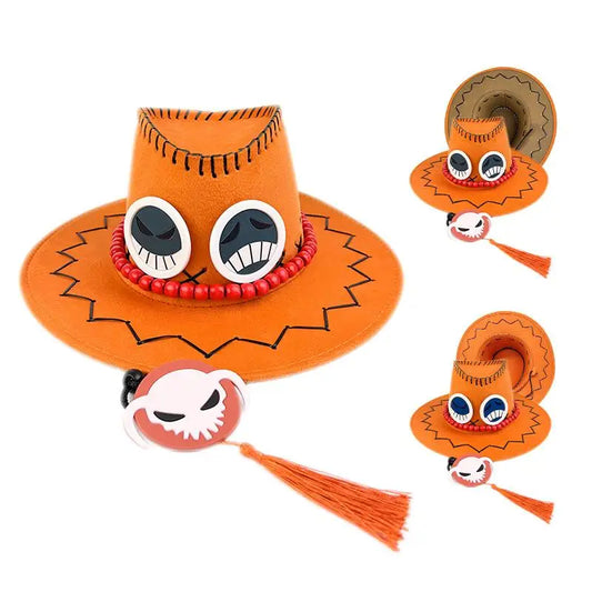One Piece Anime Portgas D Ace Hats Cosplay Cowboy Cap for Kids Adult Unisex Cap Halloween Hat Gift Performance Accessories