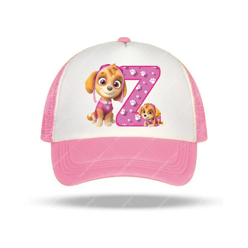 PAW Patrols Girl Cute Baseball Cap Skye A-Z English Letter Print Hat Summer Children Casual Accessories Kids Birthday Gifts 2025
