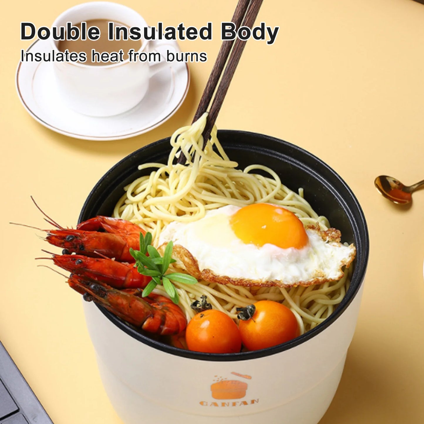 Electric Rice Cooker Multifunctional 1.8L Double Layers Anti Scald Anti Stick Electric Cooking Pot for Noodles Soup Stewing Stea